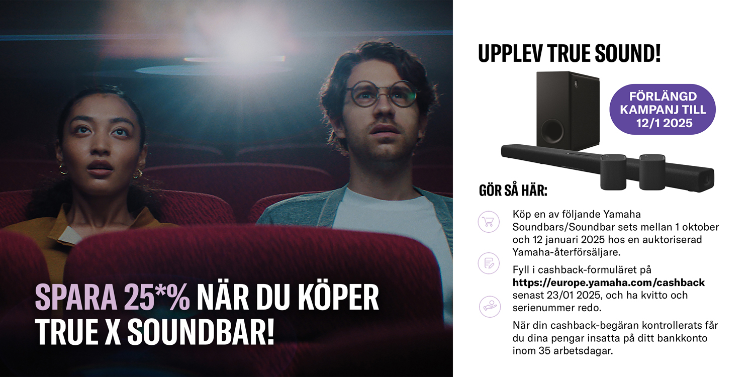 Säästä 25%* kun ostat Yamaha True X Soundbarin!